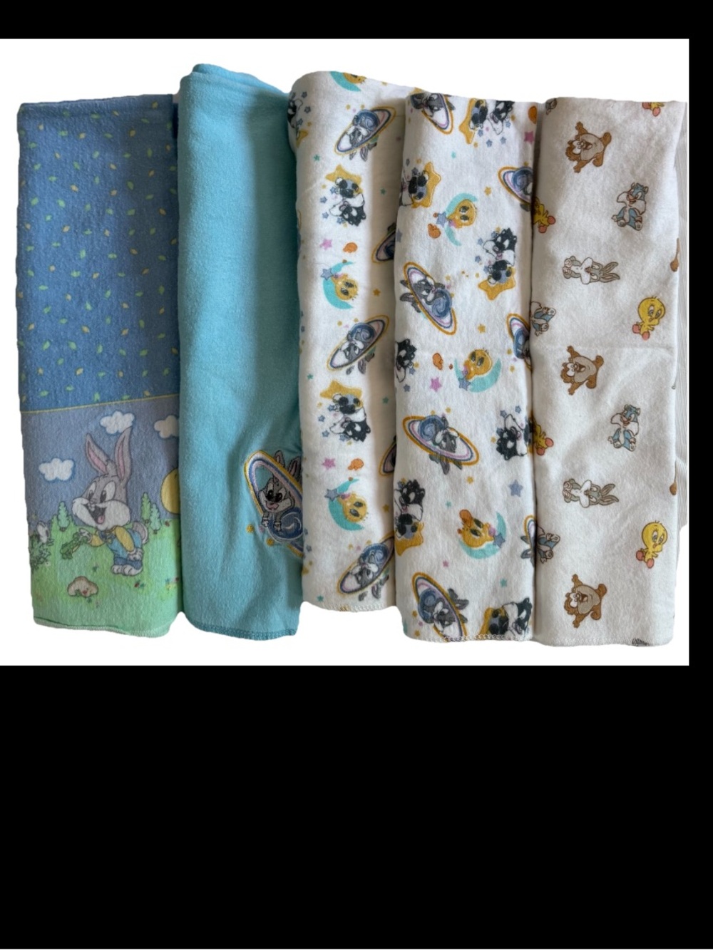 Vintage 5 Baby Looney Tunes Receiving Swaddling Blankets Bugs Tweety Nursery